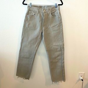 Levi Strauss & Co 501 Original Fit Gray Raw Hem Denim Jeans